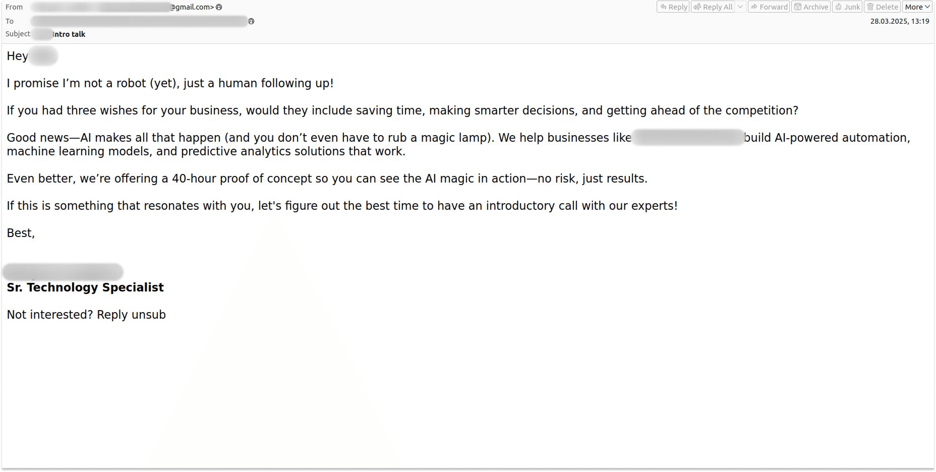 A spam letter example